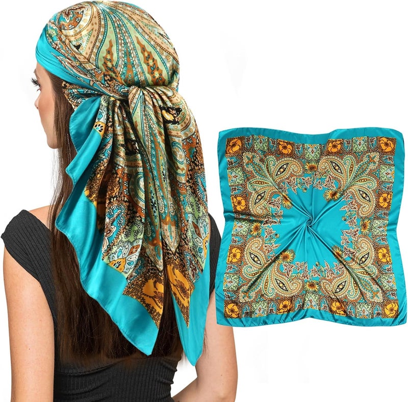 vimate 35" Square Silk Like Head Scarf - Women's Fashion Silk Feeling Scarf for Hair Wrapping and Sleeping at Night. - Image 1